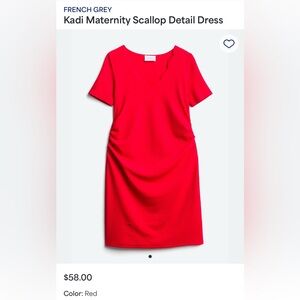 French Grey Scalloped Red Maternity Dress size XS